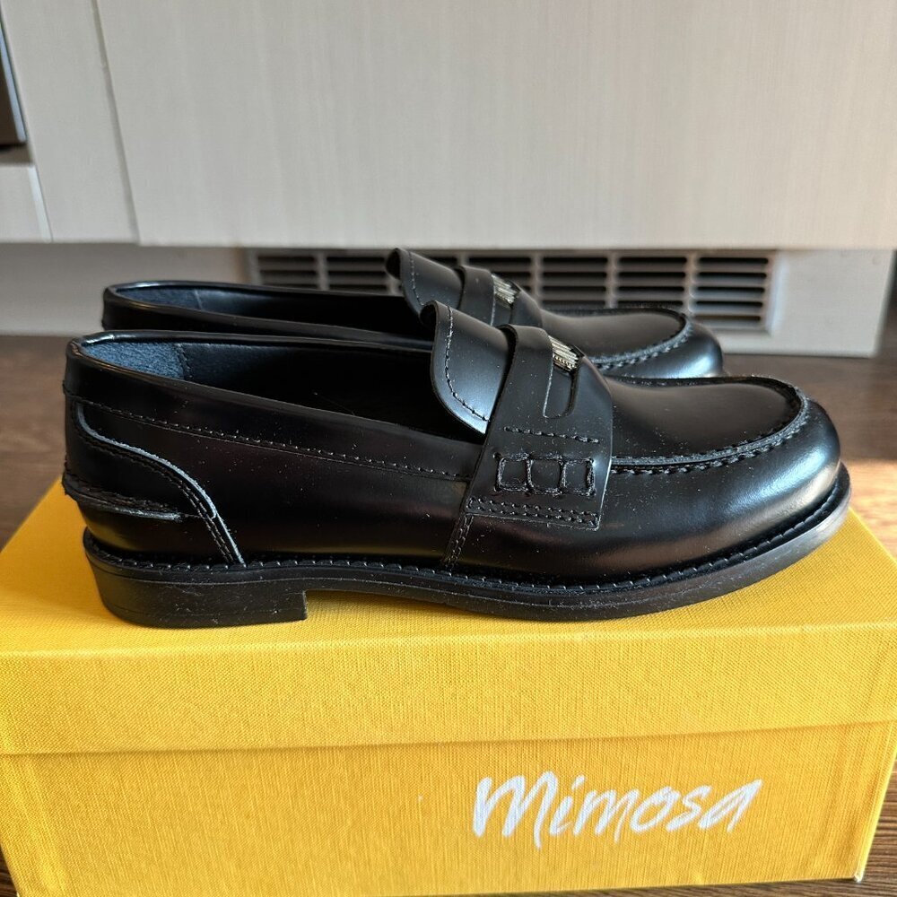 BNIB Mimosa Black Leather Loafers - Size 5 - Picture 10 of 11